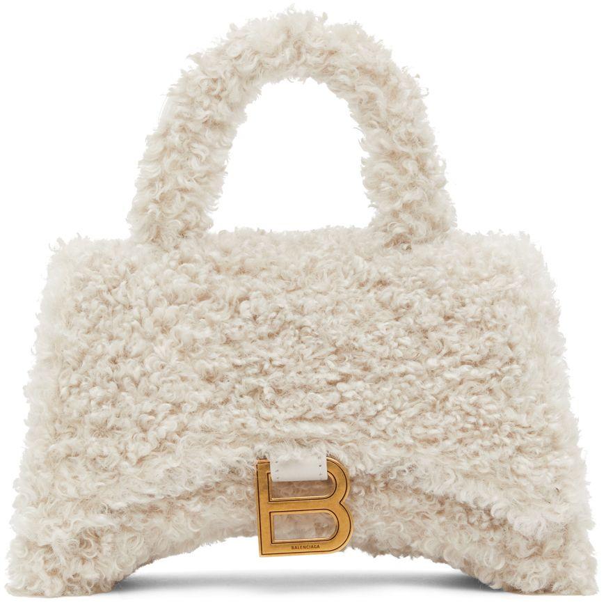 Balenciaga Small Hourglass Furry Top-Handle Bag
