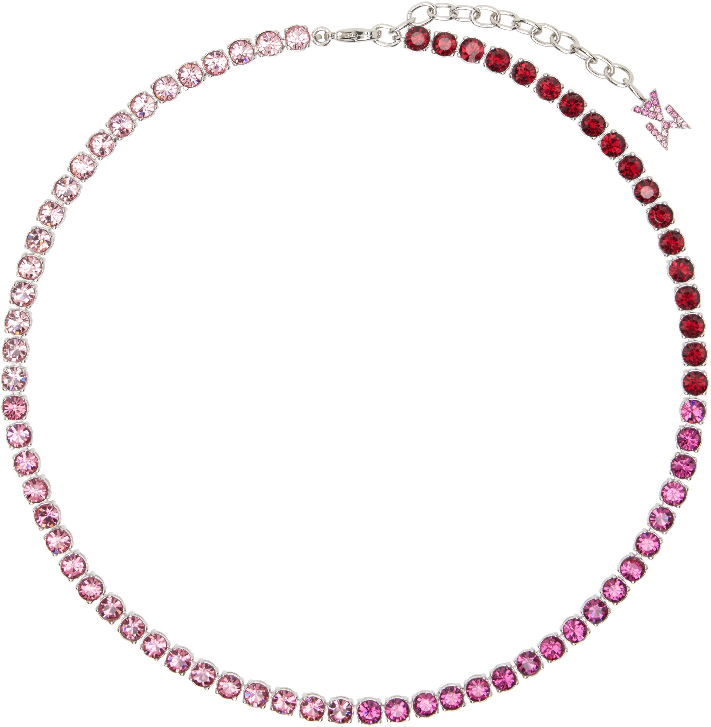 【AMINA MUADDI】silver-tone crystal ネックレス Tennis Necklace White Crystals With Silver Base