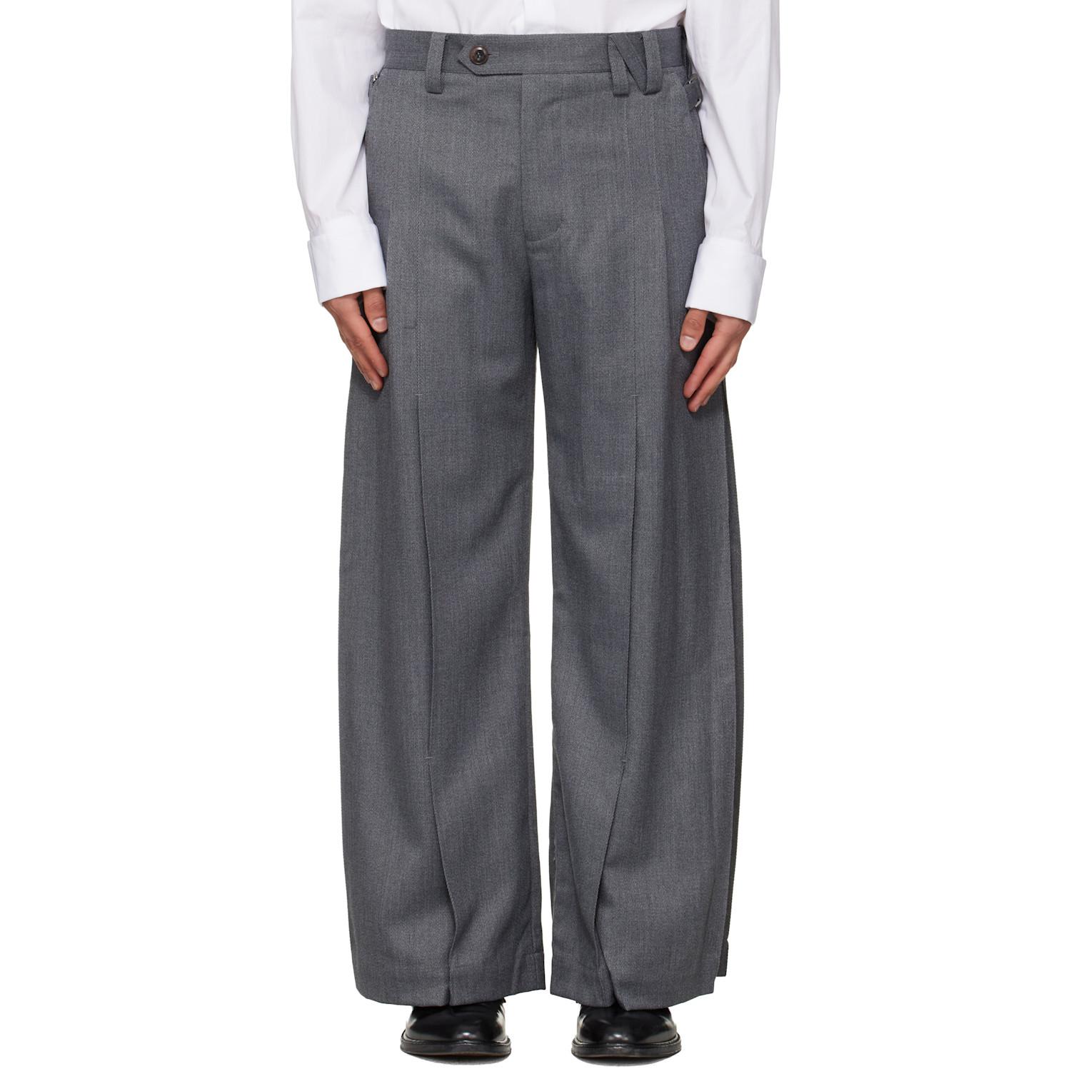 NULLUS Accordion Pleats Tailored Trousers in Grey for Men | Lyst UK
