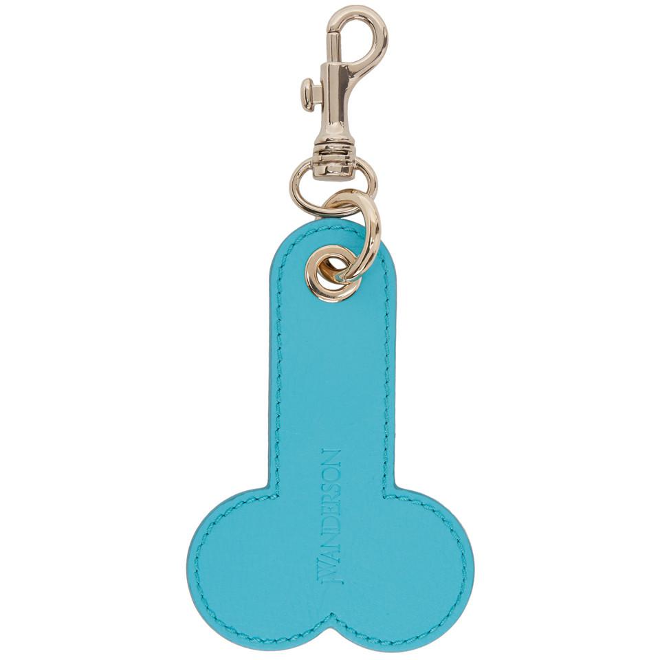 JW Anderson Leather Blue Penis Keychain for Men | Lyst