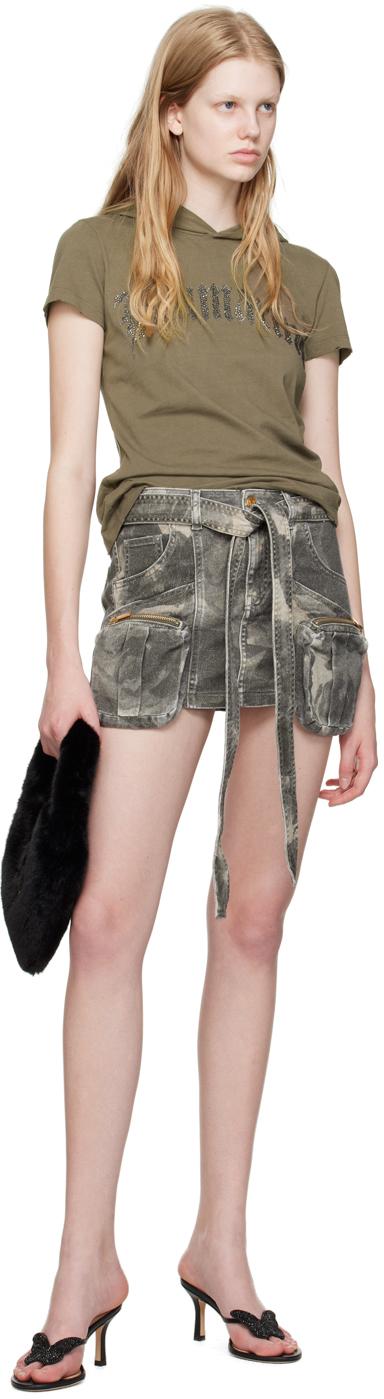 Blumarine レディース ブラック カーキ カーゴ デニム ミニ Blumarine レディース ブラック カーキ カーゴ デニム ミニ