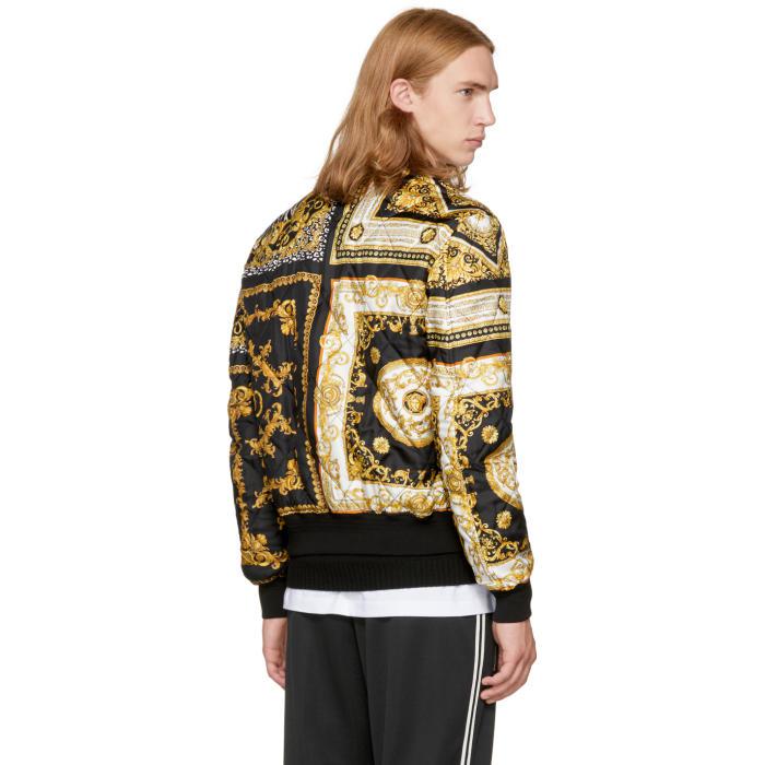 Lyst - Versace Black & Gold Medusa Bomber Jacket in Black ...