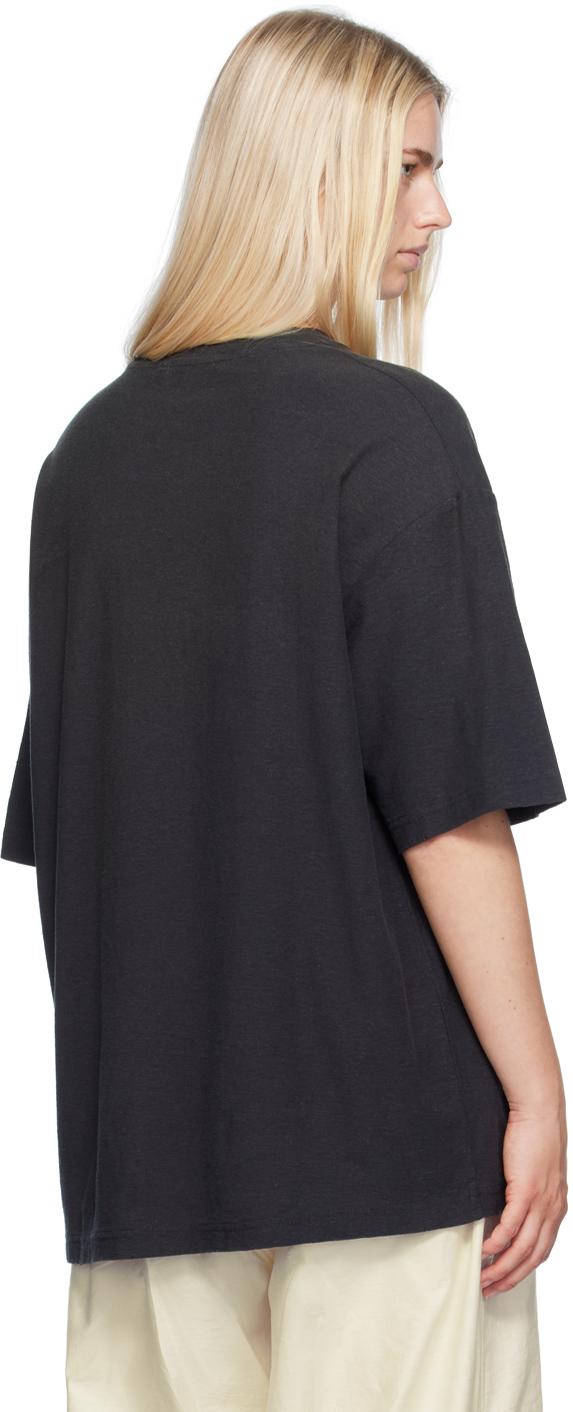 Acne Studios レディース ブラック ロゴプリント Tシャツ トップス Acne Studios レディース ブラック ロゴプリント Tシャツ トップス