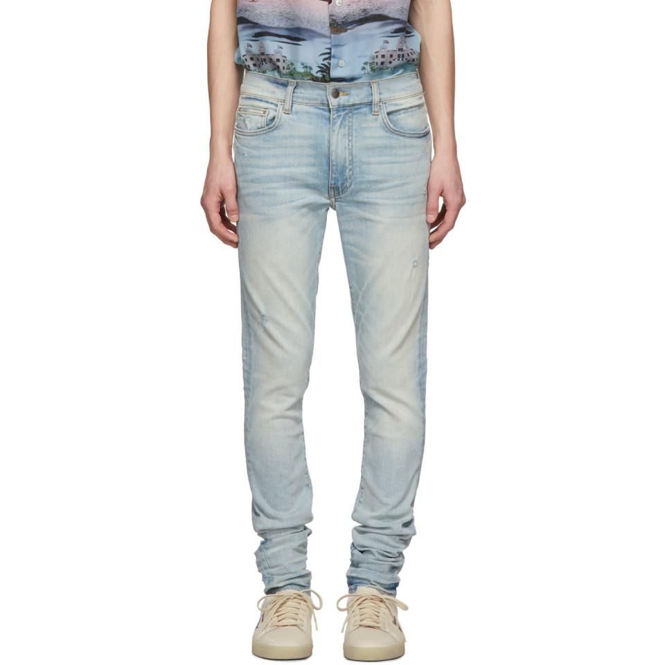Amiri Denim Indigo Light Stack Jeans in 