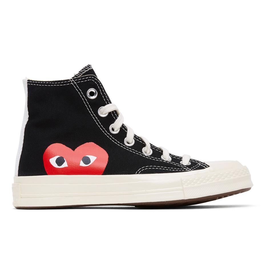 COMME DES GARÃONS PLAY Canvas Black Converse Edition Half Heart Chuck 70 High Sneakers - Lyst