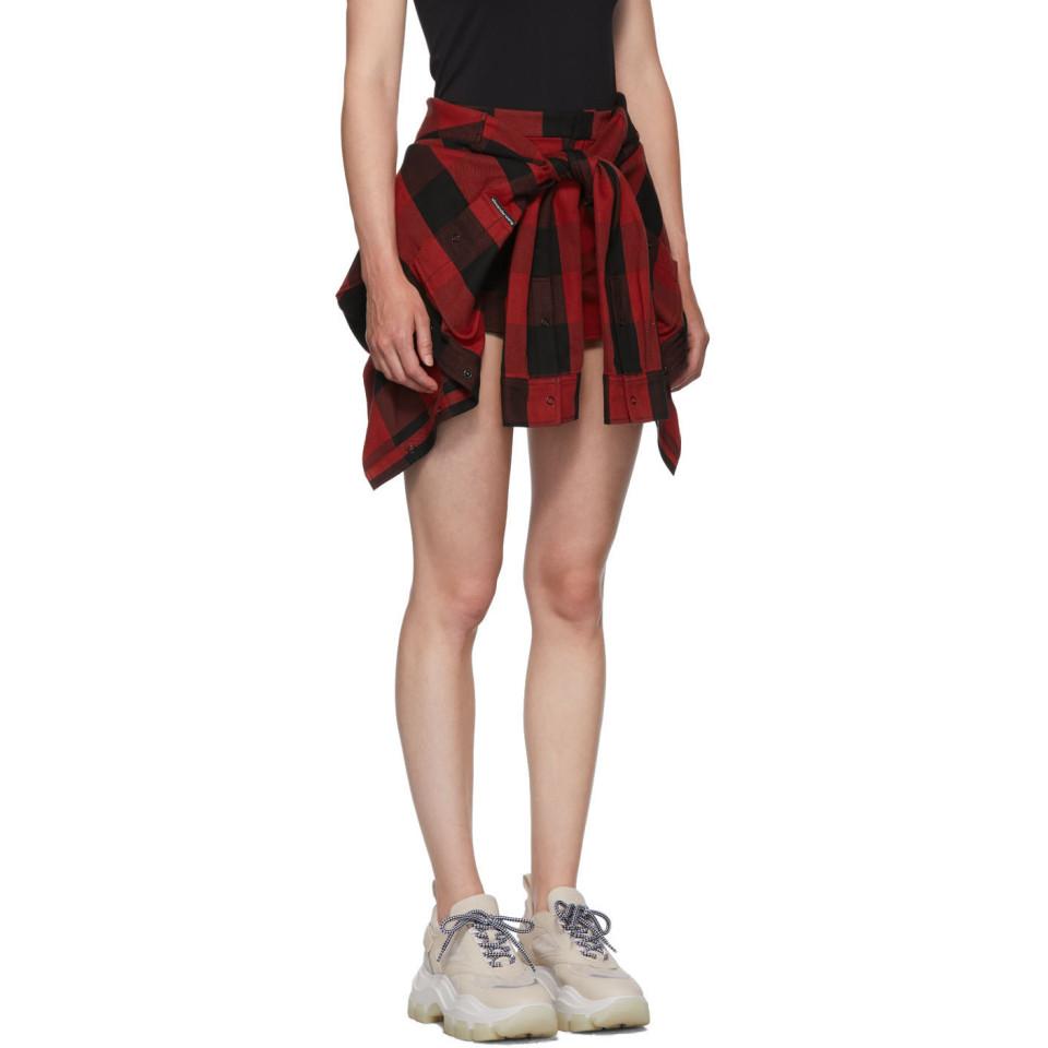 Alexander Wang Black And Red Plaid Tie Front Skort | Lyst