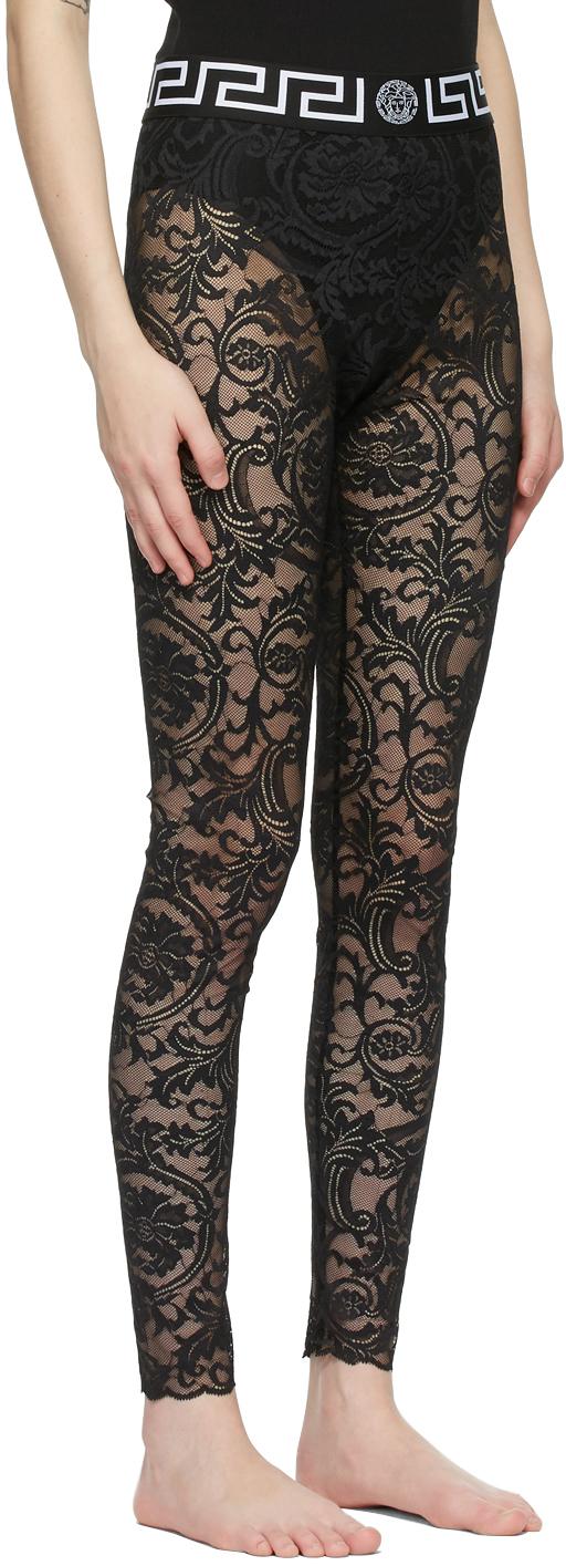 Versace Black Lace Medusa Leggings