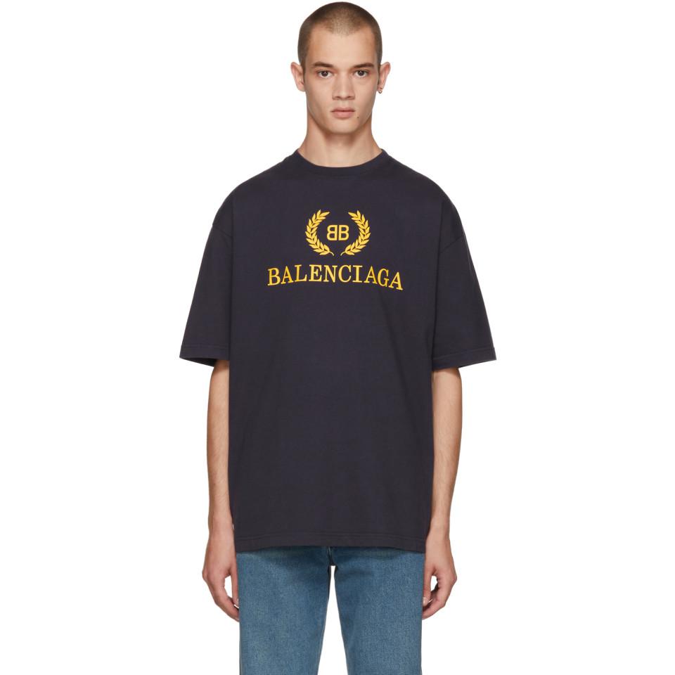 Balenciaga Navy Bb T-shirt in Blue for Men | Lyst