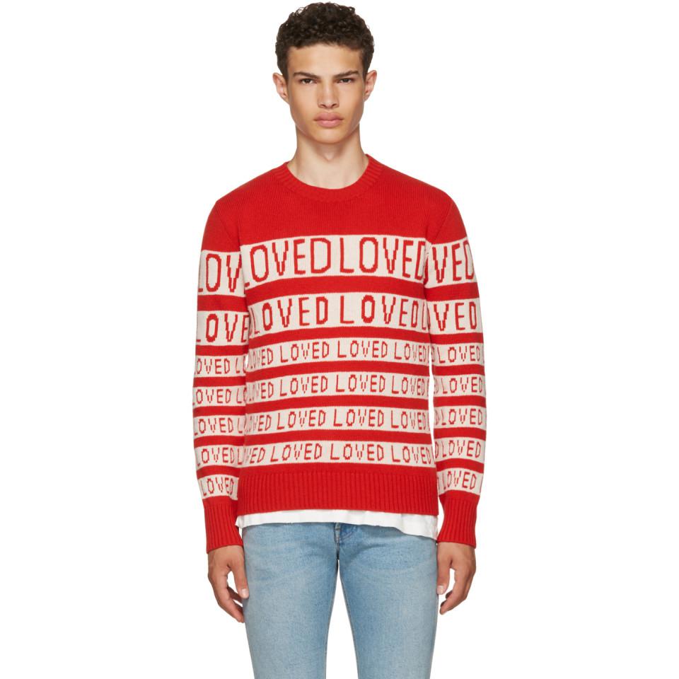 Gucci Red & White 'loved' Sweater for Men | Lyst