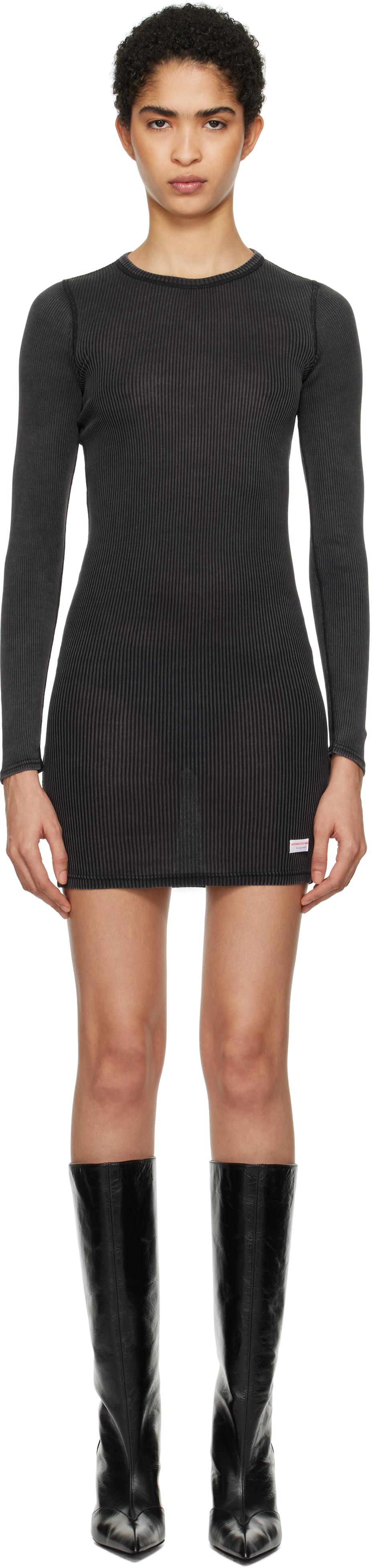 Alexander Wang レディース ブラック クルーネック 長袖 ミニ 