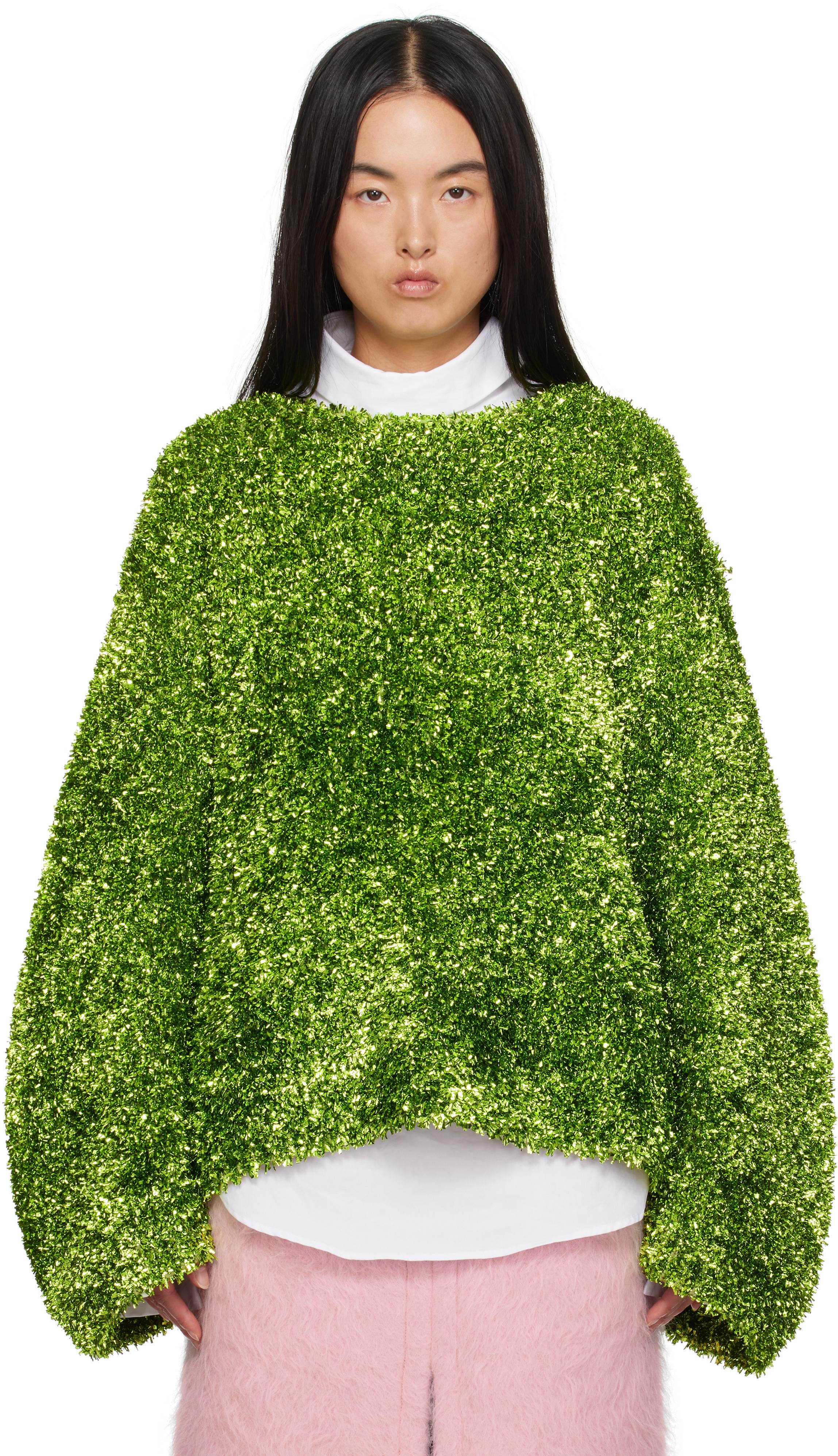 Dries Van Noten レディース グリーン ーン ティンセル セーター 