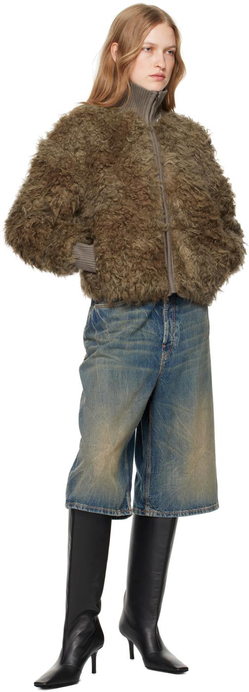 Acne Studios Cropped Faux-Fur Jacket in Brown | Lyst