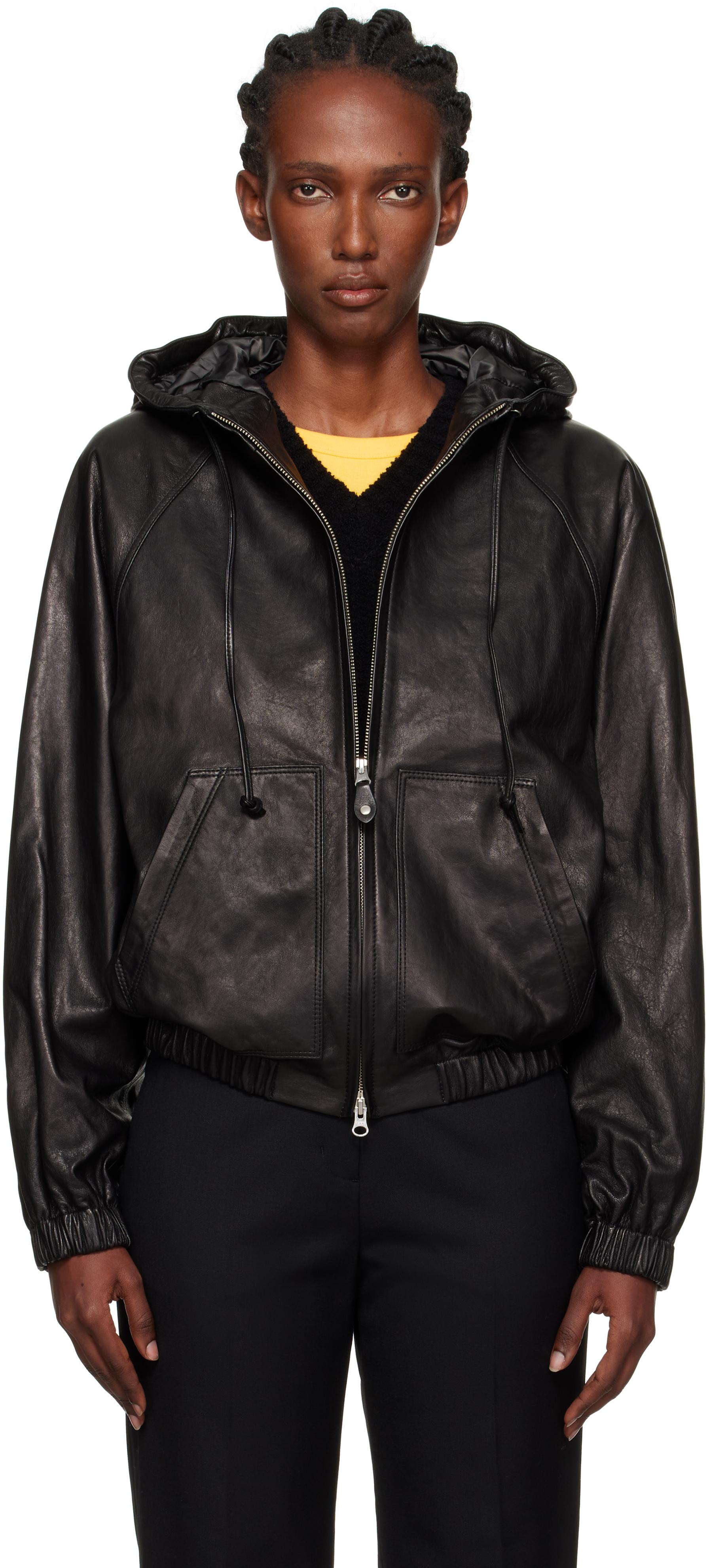 ジャケット・アウター Nothing Written steady leather jacket NOTHING WRITTEN Hooded Leather Blouson Jacket in Black | Lyst