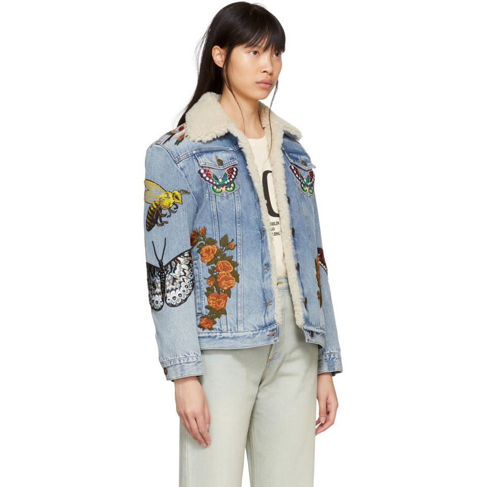 gucci denim shearling jacket