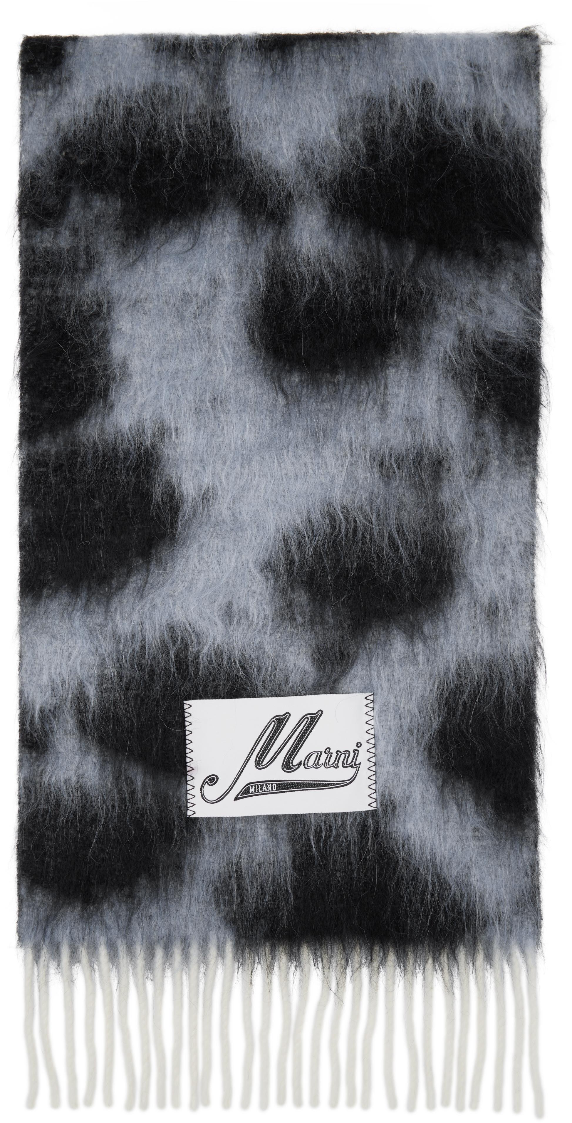 Marni レディース ブラック ブルー& ウール&モヘア マフラー Marni レディース ブラック ブルー& ウール&モヘア マフラー