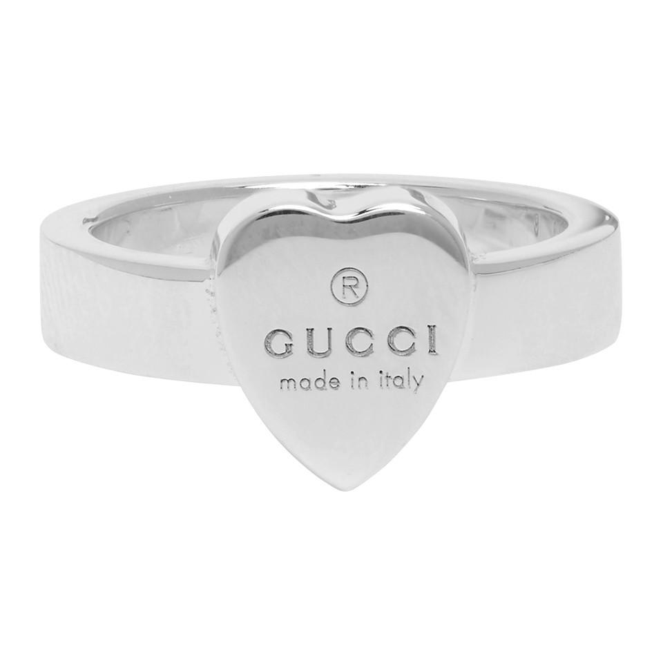 Gucci Trademark Sterling Silver Heartshaped Ring in Metallic Save 16