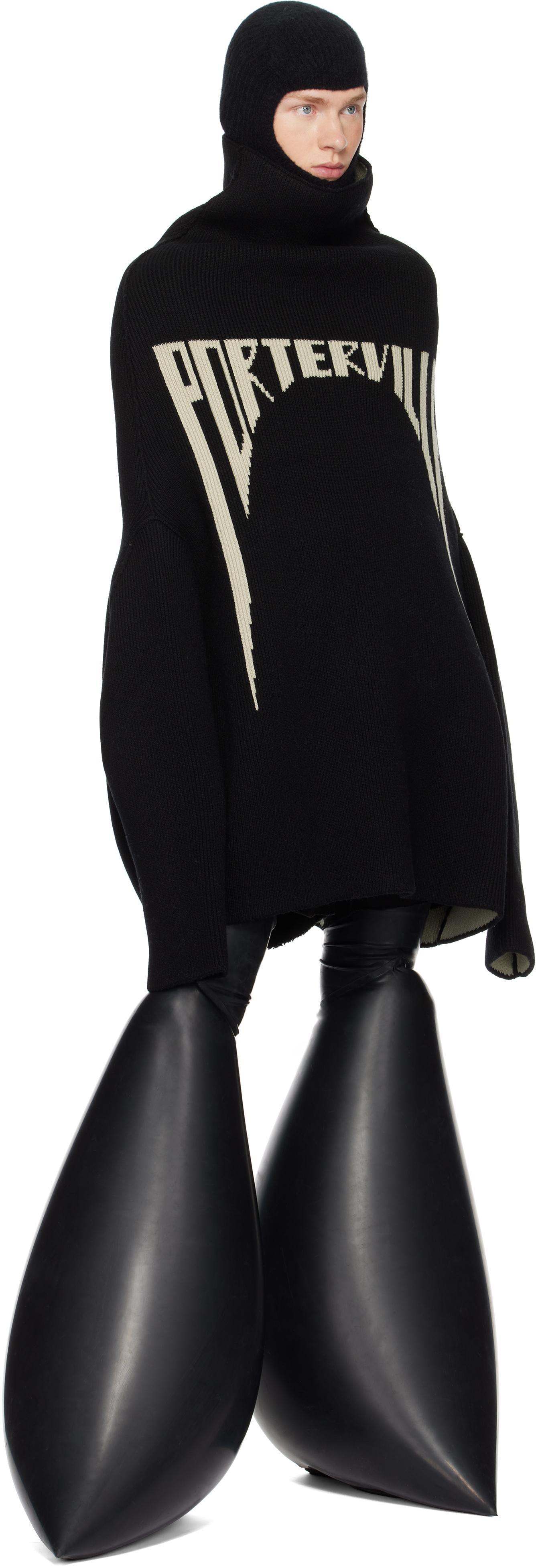 Rick Owens: Black Porterville Cowl Scarf | SSENSE