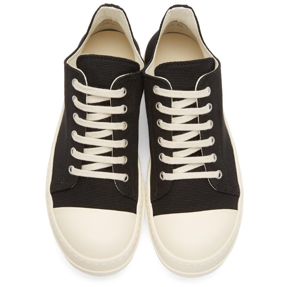 Rick Owens DRKSHDW Black And Off-white Canvas Low Sneakers for Men | Lyst