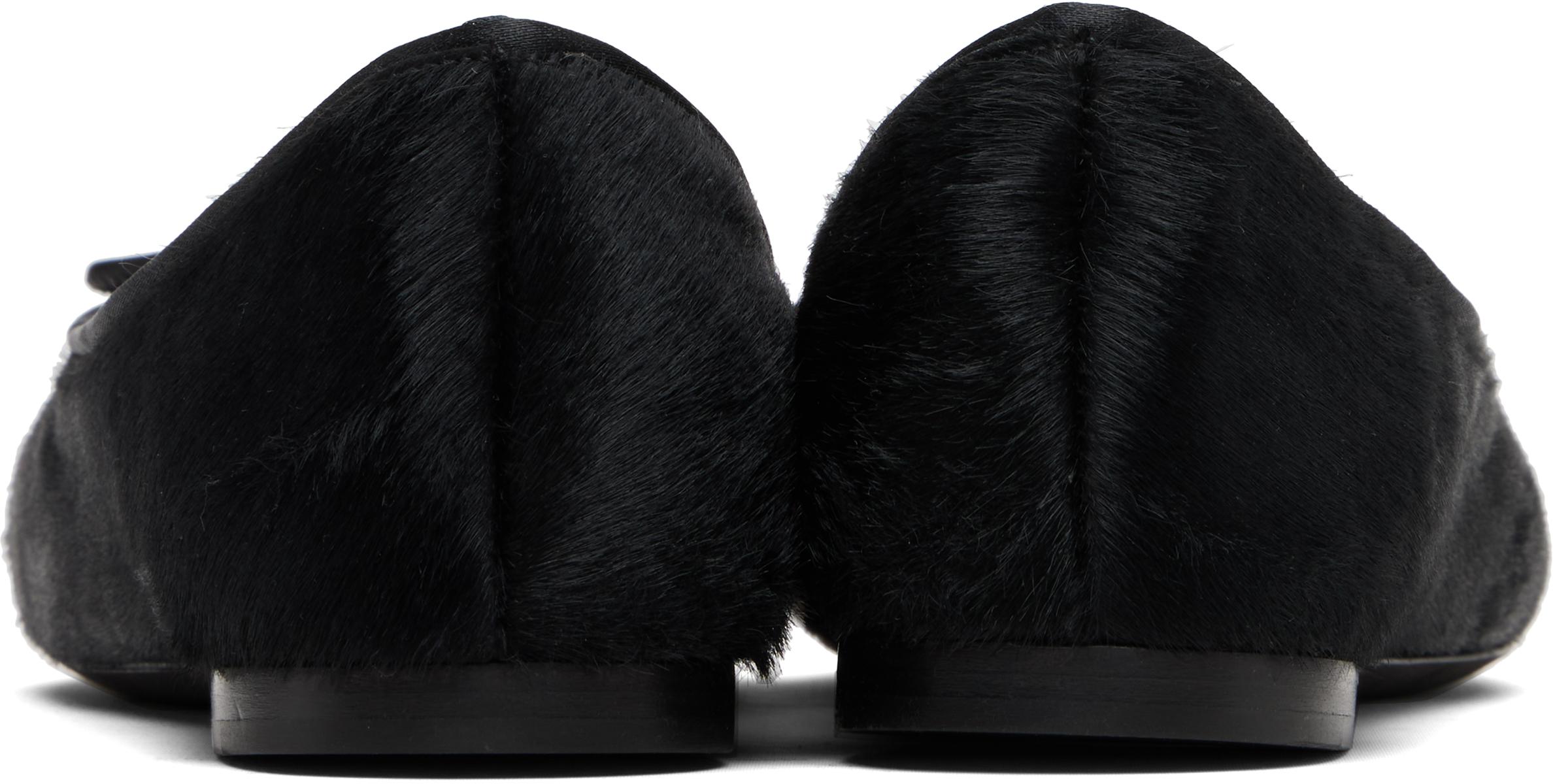 【関税込み】KHAITE ブラック Calfhair バレエシューズ レディース KHAITE バレエフラット & バレエシューズ