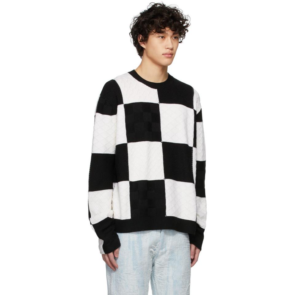 Ambush Black And White Checkered Knit Sweater for Men