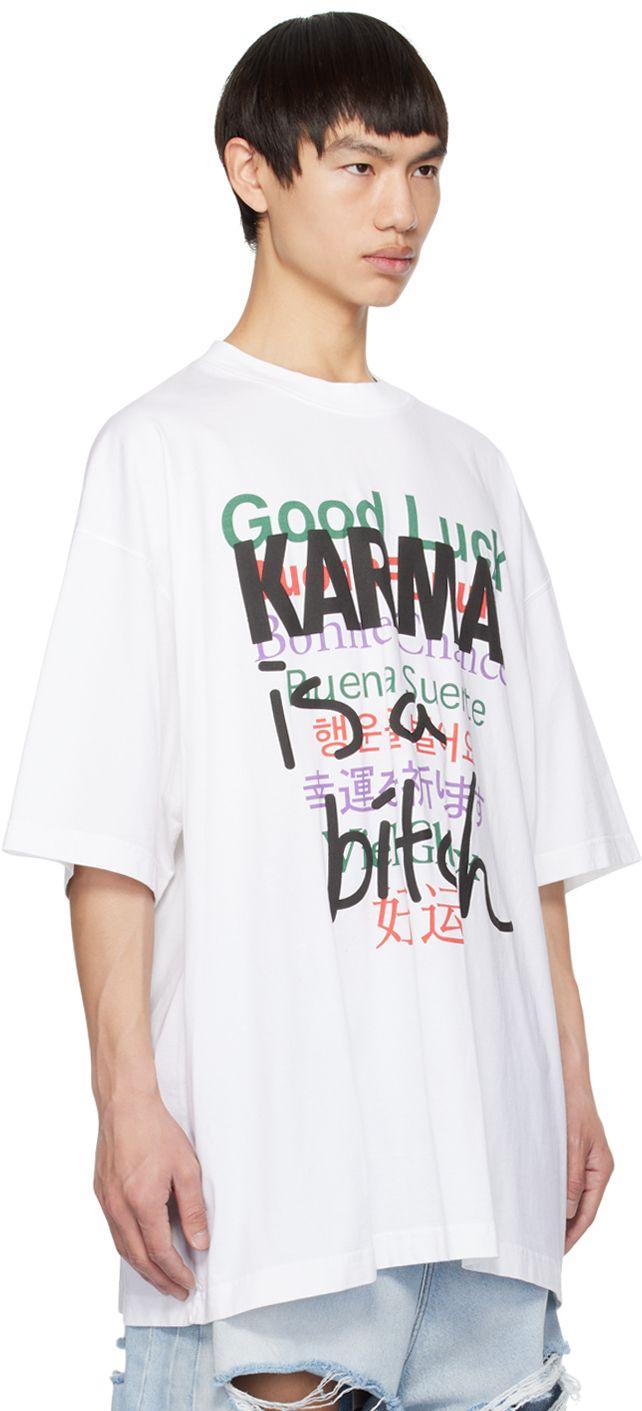 Vetements 'karma Is A Bitch' T-shirt in White for Men | Lyst