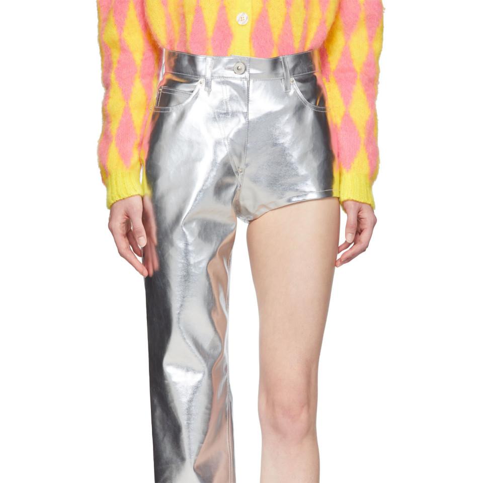 Pushbutton Ssense Exclusive Silver One-leg Trousers in Metallic