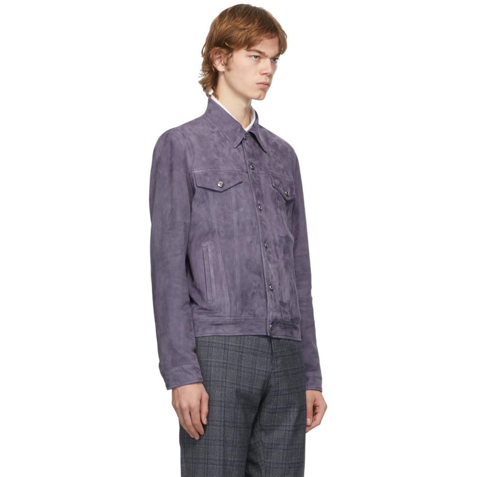 Paul Smith Purple Suede Trucker Jacket 