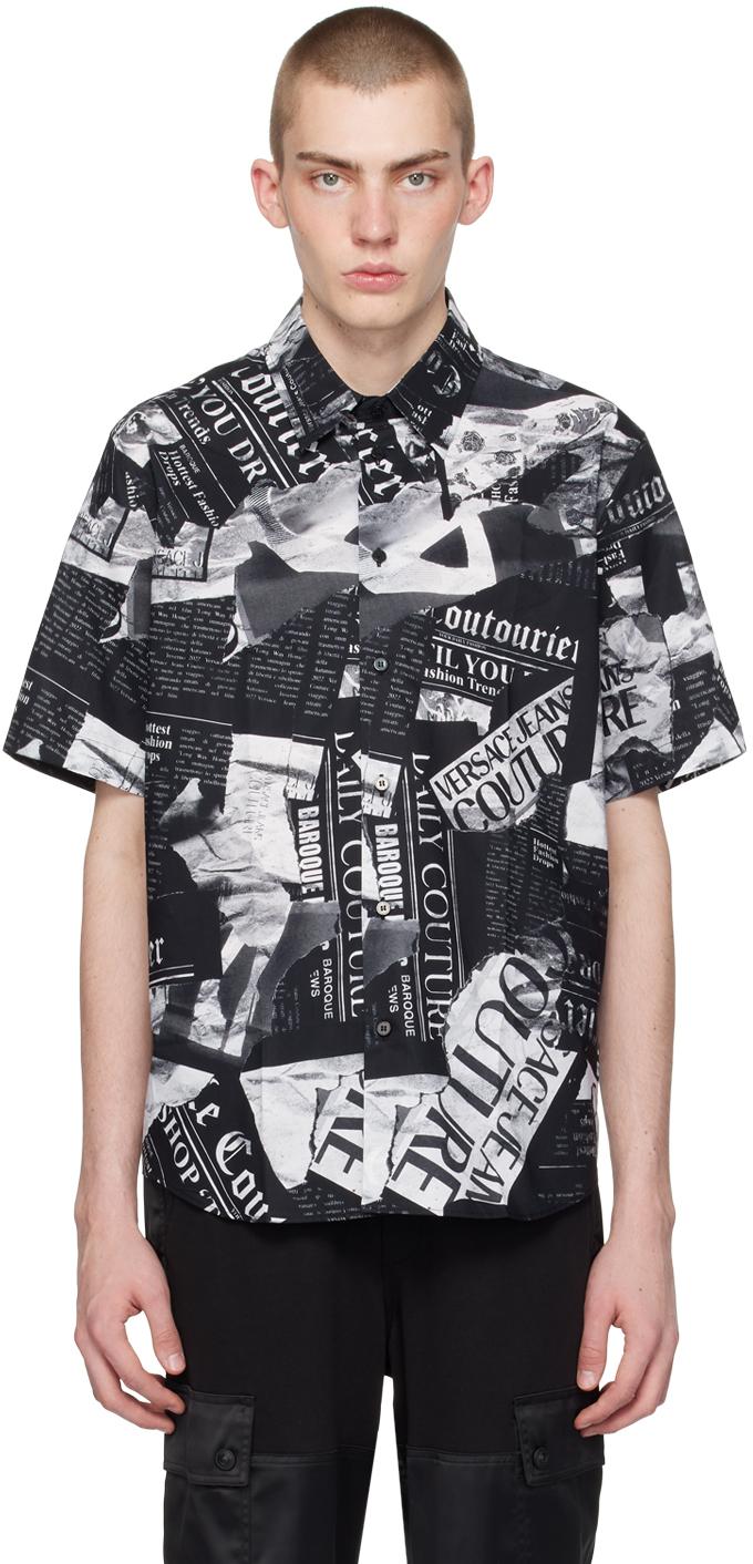 Versace Jeans Couture メンズ ブラック Magazine シャツ シャツ