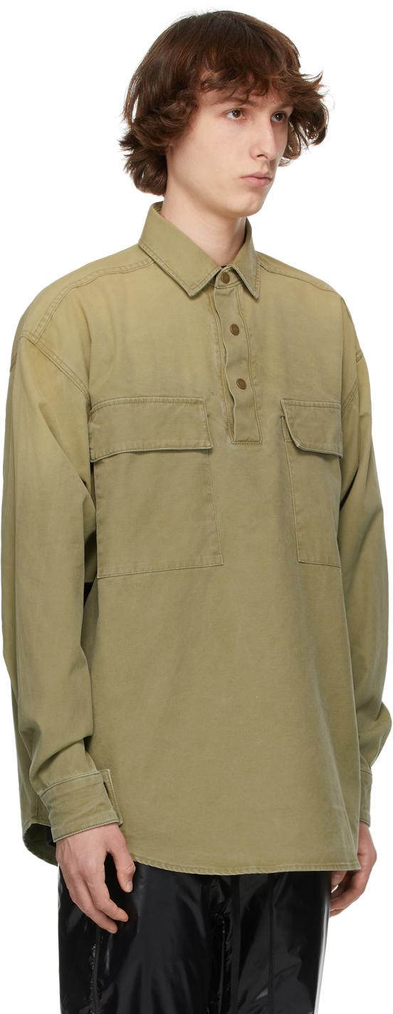 Green Canvas Military Pullover Shirt 