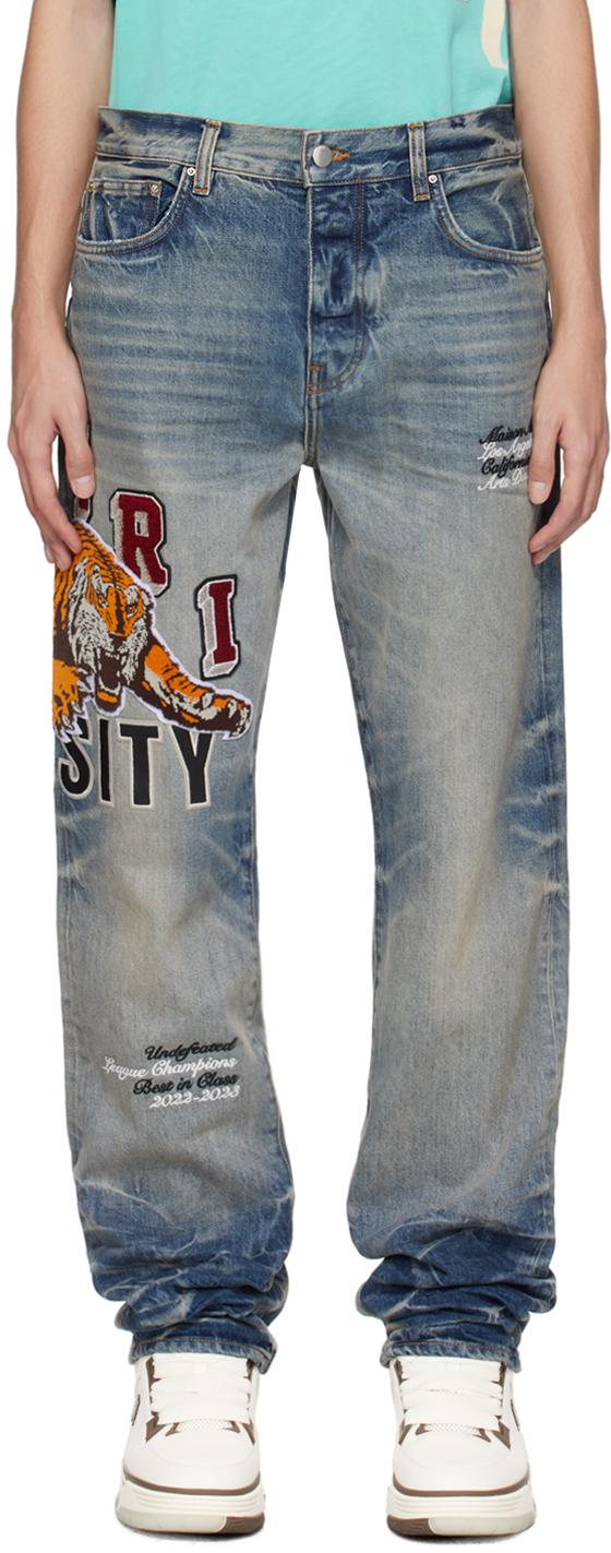 Amiri Indigo Varsity Tiger Jeans in Blue for Men Lyst Australia