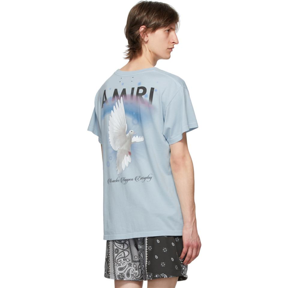 Amiri Cotton Blue Rainbow Dove T-shirt 