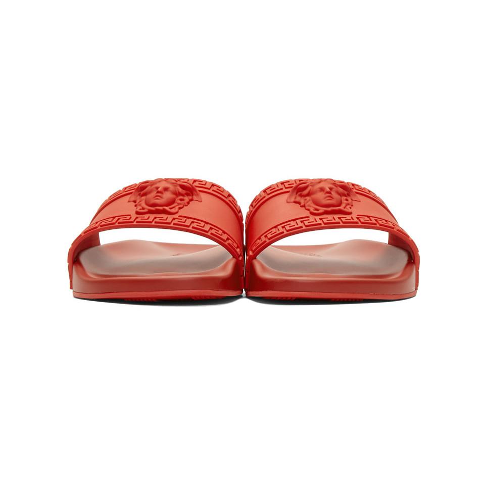 Versace Rubber Red Medusa Pool Slides - Lyst