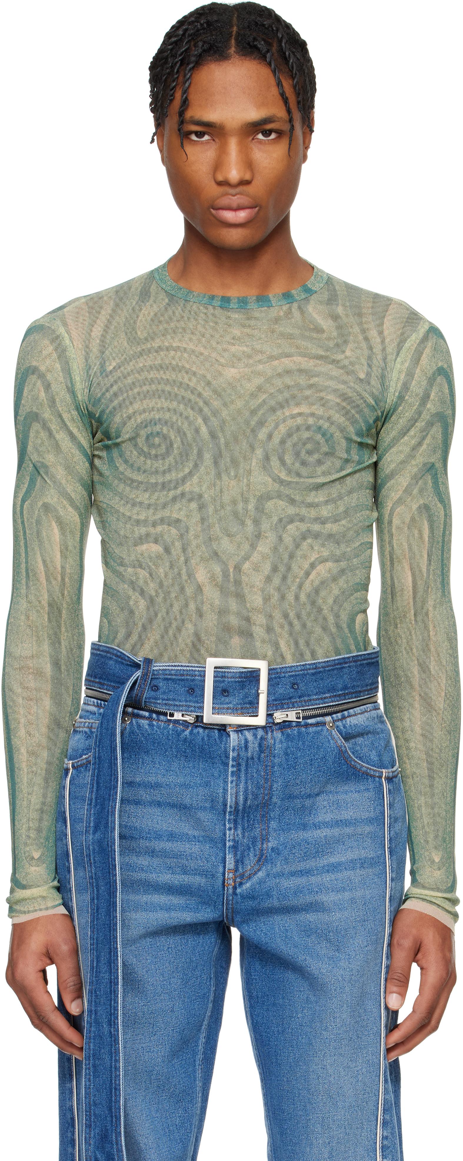Gaultier Jeans】 長袖Tシャツ バーガンディ