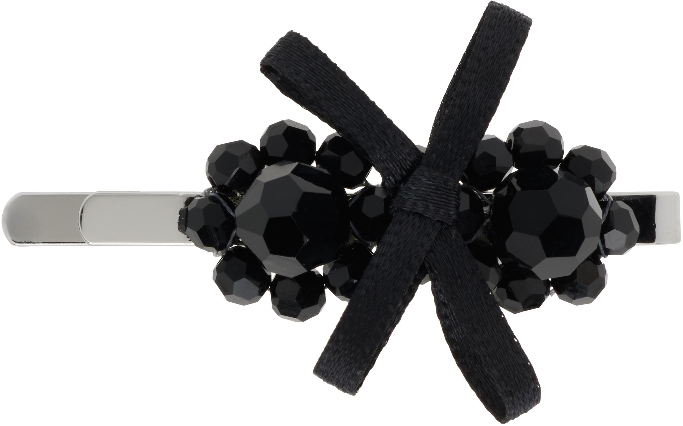 Petite Bow Flower Hair Clips - Simone Rocha - Crystal - Black Flower Hair Clip – Simone Rocha main image 3