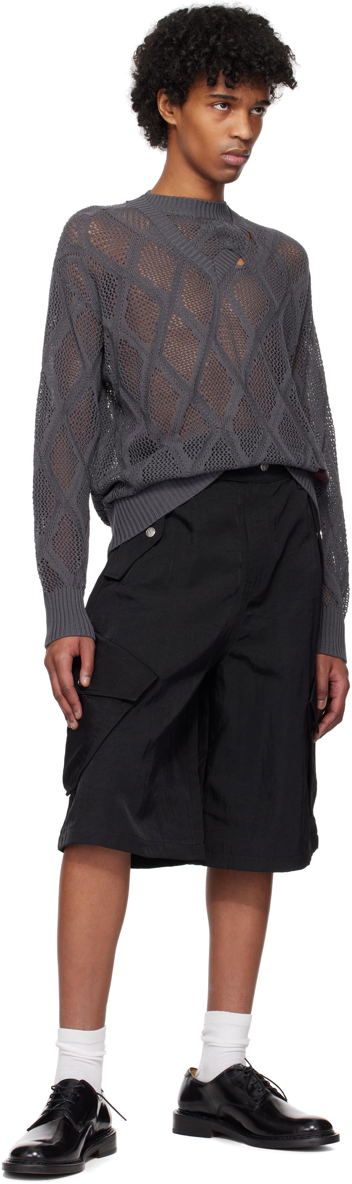 NULLUS: Black 8-Pocket Cargo Shorts | SSENSE