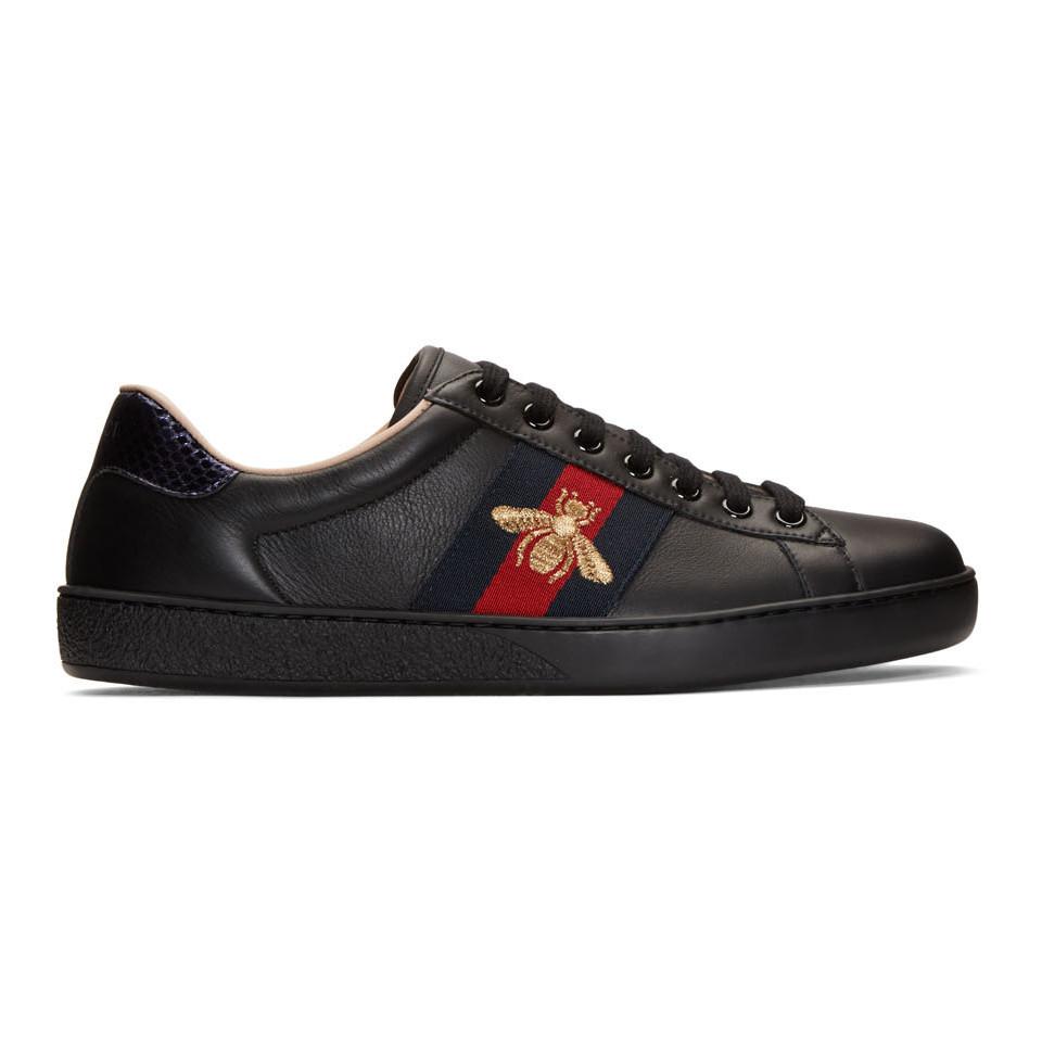 Lyst - Gucci Black New Ace Bee Sneakers in Black for Men
