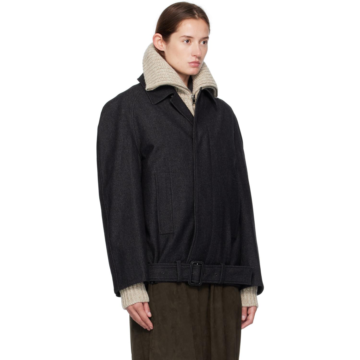 Lemaire Raglan Sleeve Short Coat in Black | Lyst