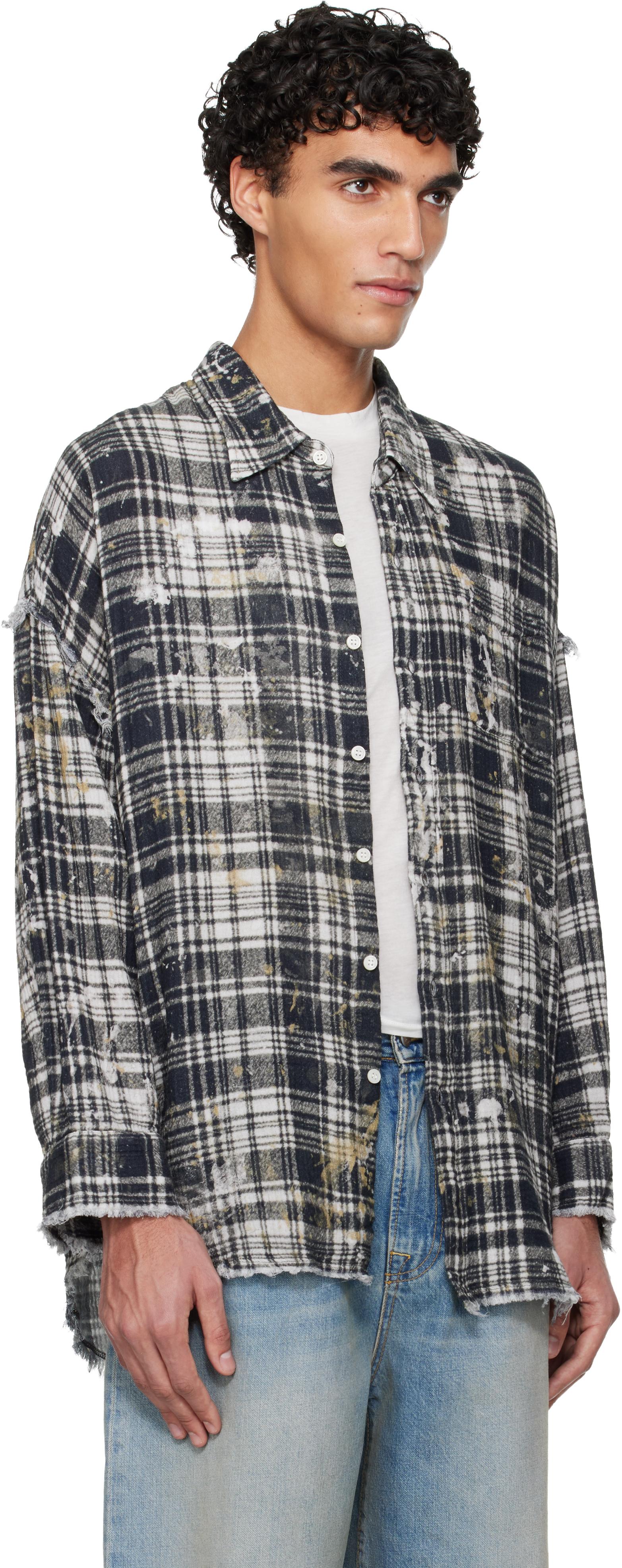 R13 Shredded Seam Drop Neck Shirt in Black for Men | Lyst