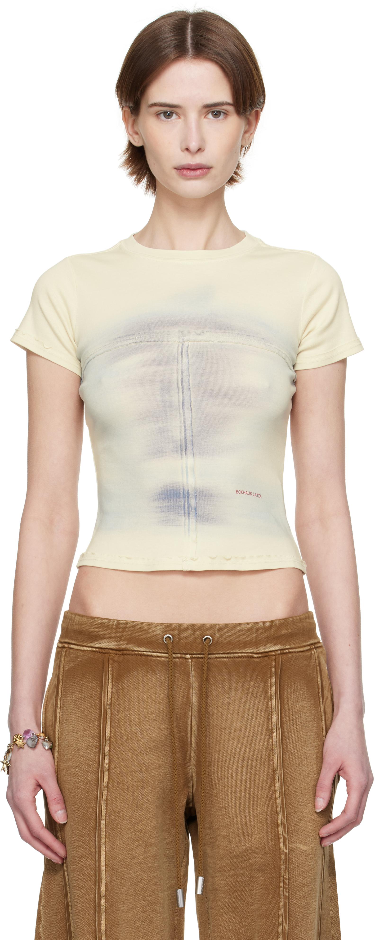 【関税込み】Eckhaus Latta ブラウン Lapped 長袖Tシャツ Eckhaus Lattaのブラウン Lapped 長袖Tシャツがセール中