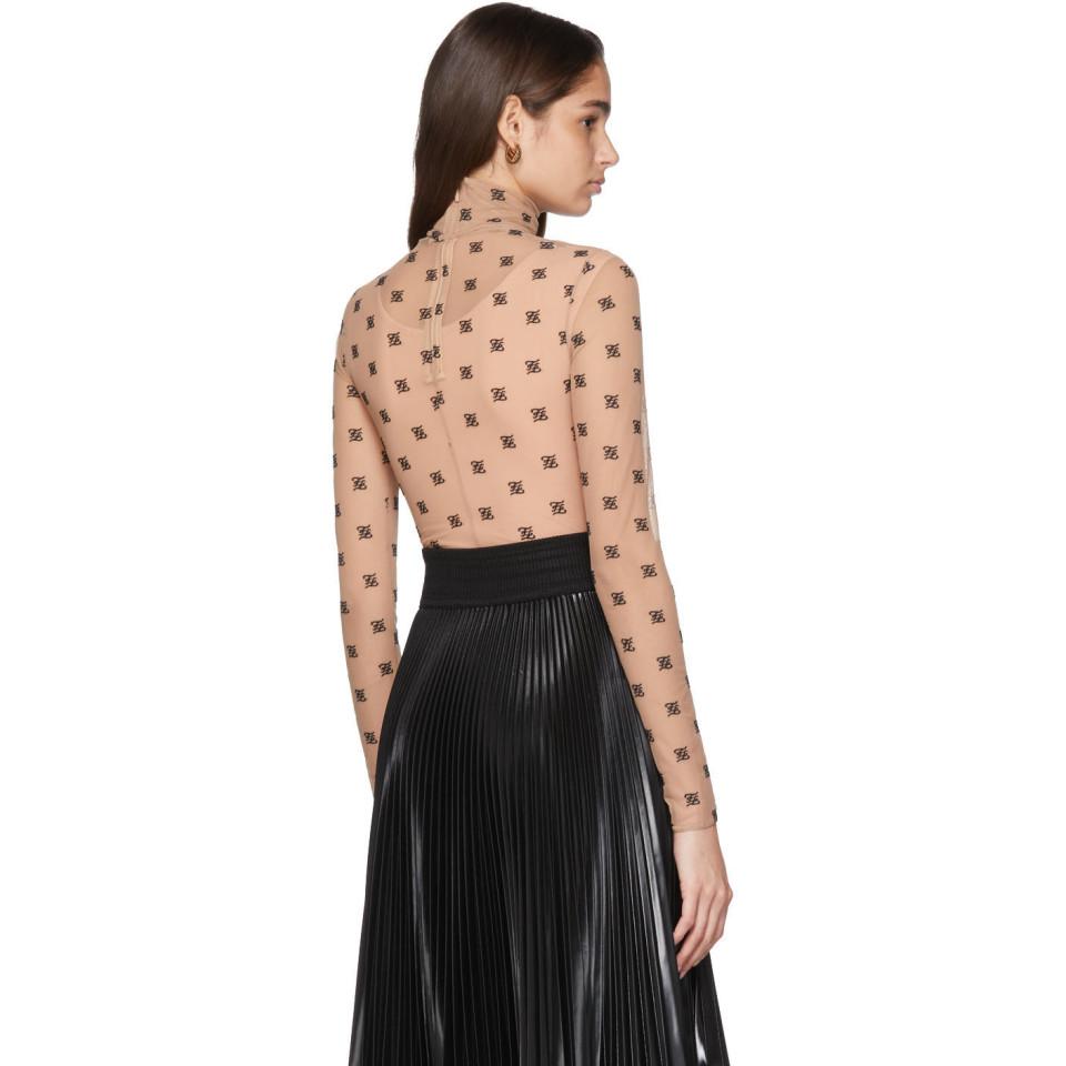 Fendi Embroidered Logo Stretch Tulle 