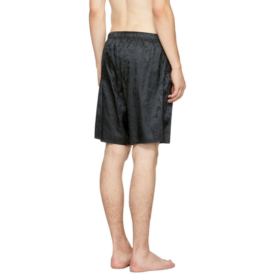 Versace Satin Black Baroque Swim Shorts for Men Lyst