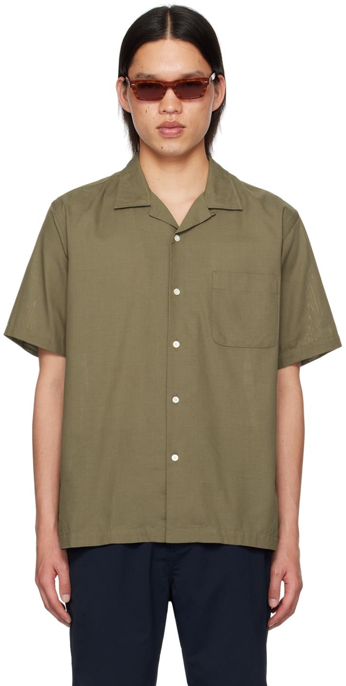 Nanamica メンズ グリーン トープ オープンカラーシャツ シャツ 