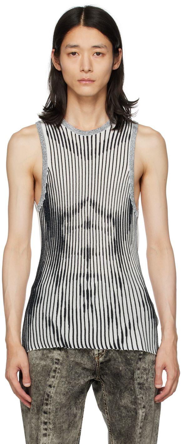 Jean Paul Gaultier White Metallic Tank Top in Black for Men