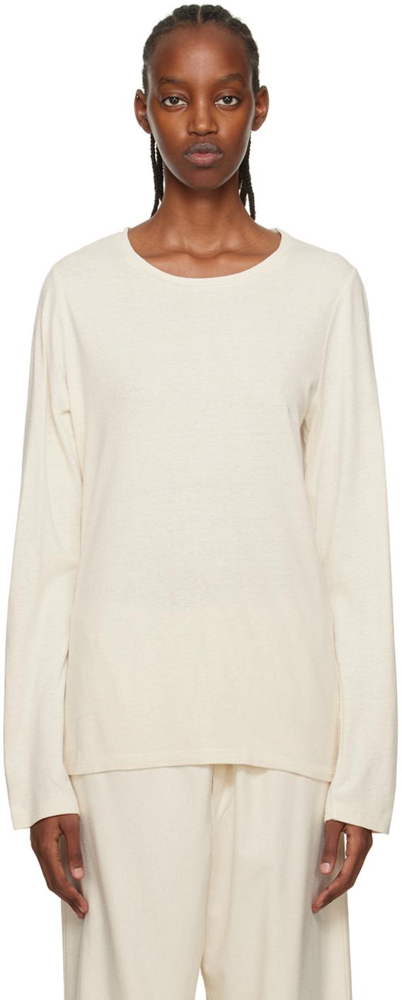 Baserange Off White Silk Long Sleeve T Shirt Lyst 5950