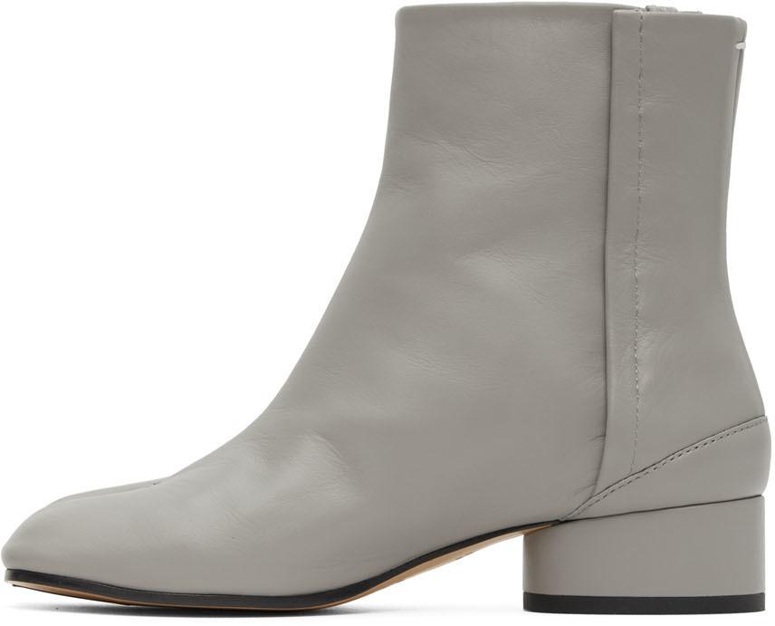 Maison Margiela Ssense Exclusive Grey Low Heel Tabi Boots in Gray | Lyst