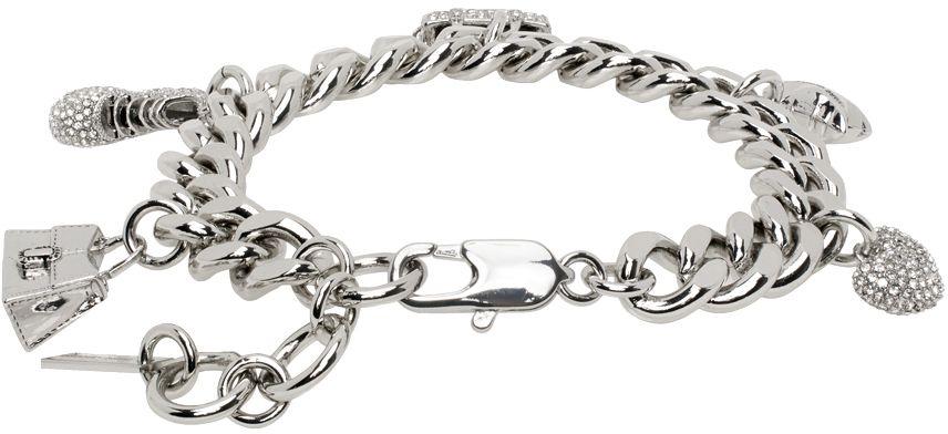 Marc Jacobs Silver 'the Mini Icon Pave Charm' Bracelet in Black | Lyst