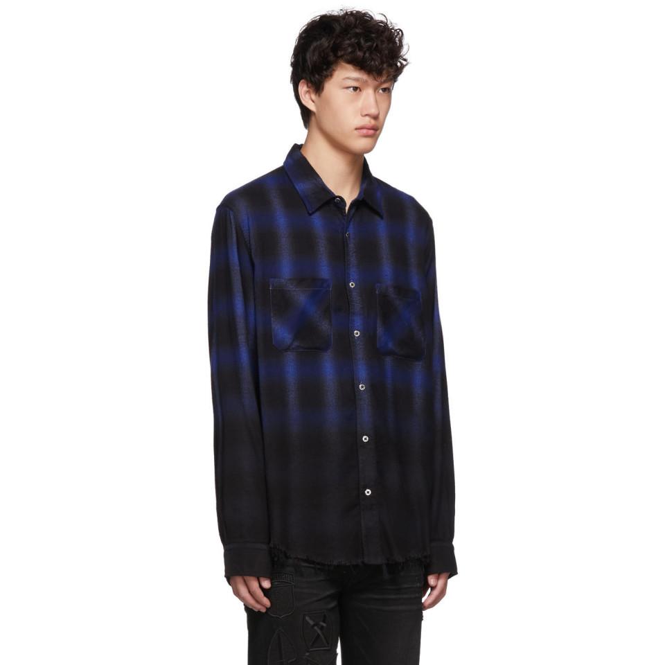 Blue Ombre Flannel Shirt for Men 