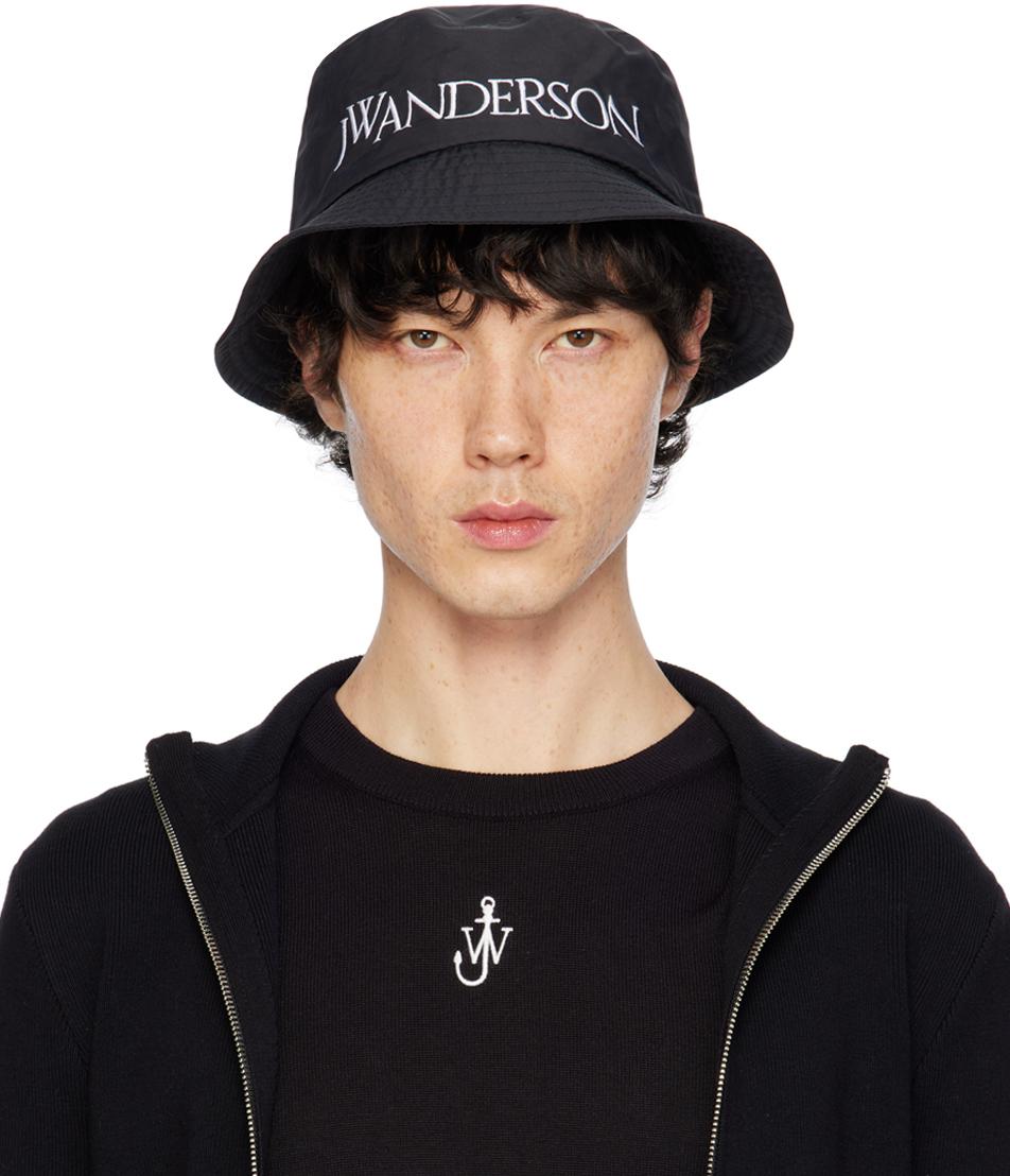 JW ANDERSON ブラック バケットハット JW ANDERSON - ASYMMETRIC BUCKET HAT / アシンメトリー