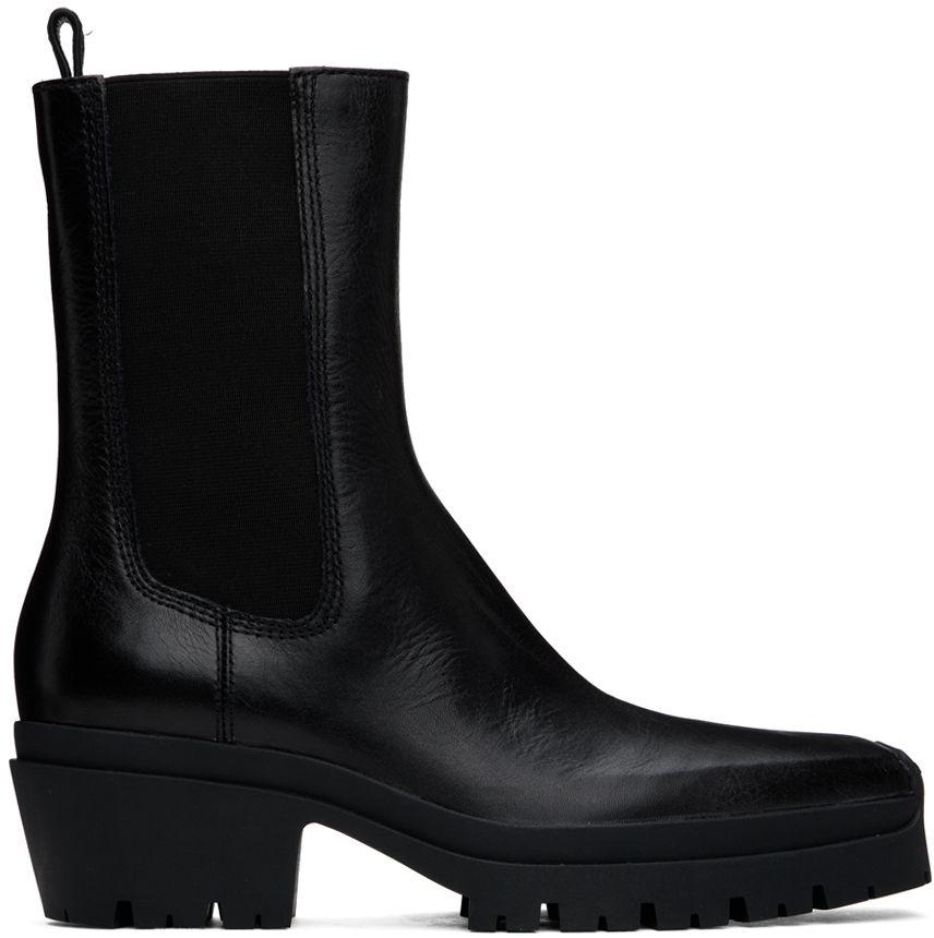 Alexander Wang Black Terrain Leather Moto Boots Lyst