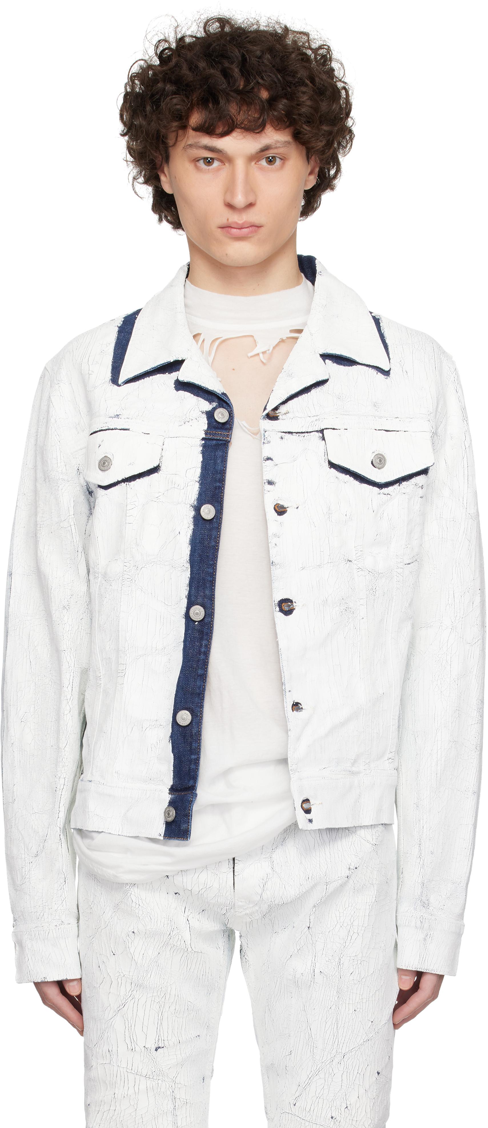 MM6 by Maison Margiela Sports Denim Jacket in White for Men | Lyst